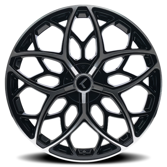 KR184-2818BM38 - Kraze Ricochet 20X8.5 5X115 / 5X120 ET 38mm Gloss Black Machined - Kraze Wheels Canada
