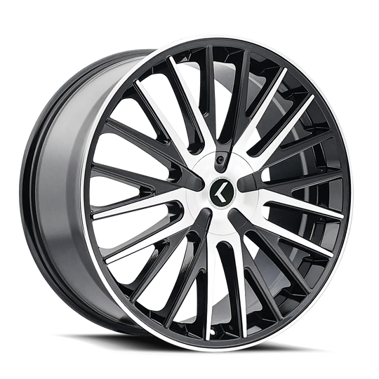 KR185-7814BM38 - Kraze Double Down 17X8 5X108 / 5X114.3 ET 38mm Gloss Black Machined - Kraze Wheels Canada