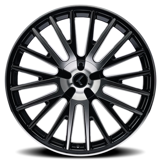 KR185-2818BM38 - Kraze Double Down 20X8.5 5X115 / 5X120 ET 38mm Gloss Black Machined - Kraze Wheels Canada