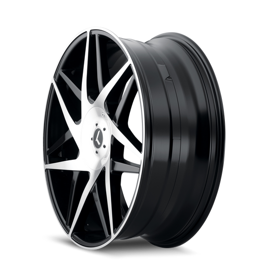 KR192-22816BM38 - Kraze Phase 22X8.5 5X112 / 5X114.3 ET 38mm Gloss Black Machined - Kraze Wheels Canada