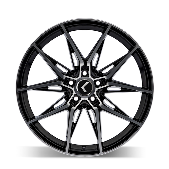 KR196-9845BM40 - Kraze Evolve 19X8.5 5X112 /  ET 40mm Gloss Black Machined - Kraze Wheels Canada