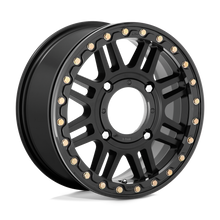 Load image into Gallery viewer, KS25051048700 - KMC KS250 Cage Beadlock 15X10 4X137  0mm Satin Black With Gloss Black Ring - KMC Wheels Canada