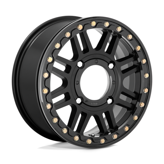 KS25051048700 - KMC KS250 Cage Beadlock 15X10 4X137  0mm Satin Black With Gloss Black Ring - KMC Wheels Canada
