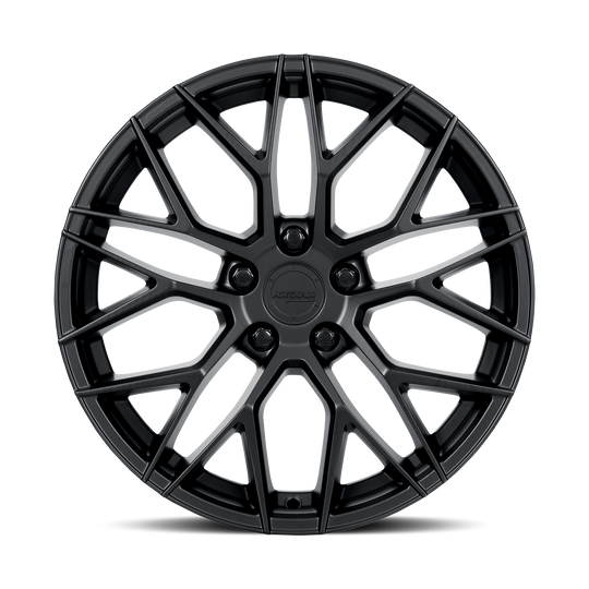 KR01-208558MB - Katana KR01 20X8.5 5X108 40mm Matte Black - Katana Wheels Canada