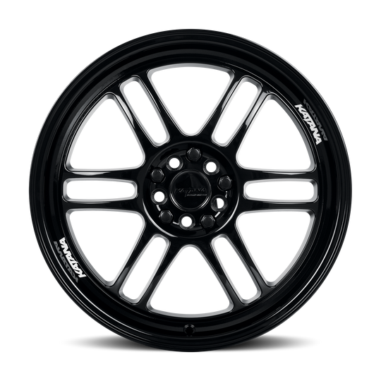 KR02-177502GB - Katana KR02 17X7.5 4X108 40mm Glossy Black - Katana Wheels Canada