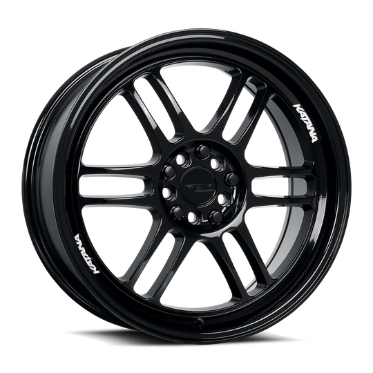 KR02-177502GB - Katana KR02 17X7.5 4X108 40mm Glossy Black - Katana Wheels Canada