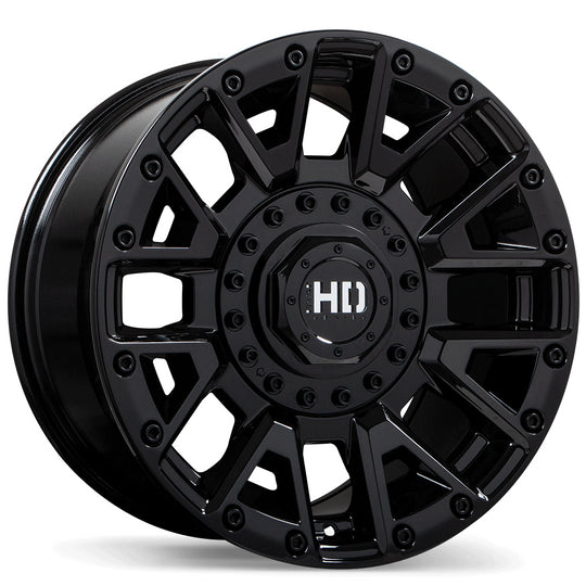 F260-2000-98BN+00C250 - Fast HD Knuckles 20X10 8X180 0mm Gloss Black - Fast HD Wheels Canada