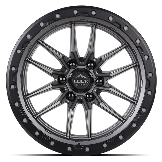 KRAWLER-179069MGMBR - Lock Offroad Krawler 17X9 6X139.7 ET 1mm Matte Grey With Black Ring - Lock Offroad Wheels Canada