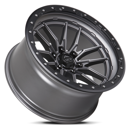 KRAWLER-7957MGMBR - Lock Offroad Krawler 17X9 5X127 ET -12mm Matte Grey With Black Ring - Lock Offroad Wheels Canada