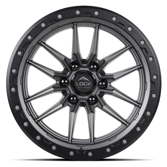KRAWLER-2186MGMBR - Lock Krawler 20X10 8X165.1 -18mm Matte Grey With Matte Black Ring - Lock Wheels Canada