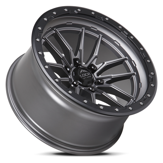 KRAWLER-2186MGMBR - Lock Krawler 20X10 8X165.1 -18mm Matte Grey With Matte Black Ring - Lock Wheels Canada
