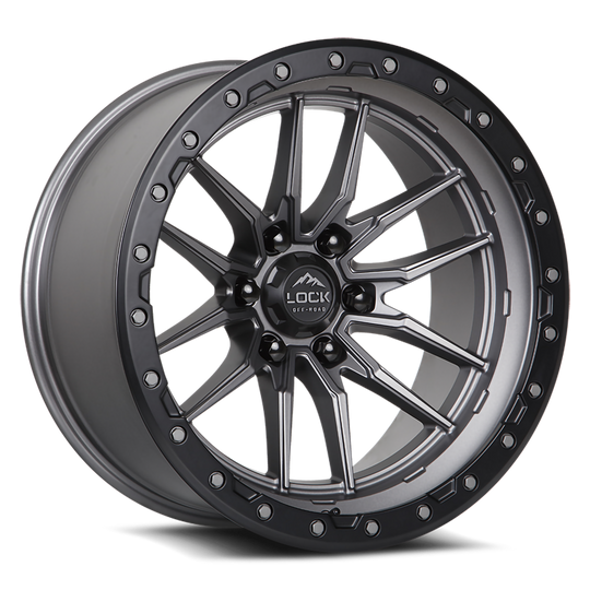KRAWLER-2186MGMBR - Lock Krawler 20X10 8X165.1 -18mm Matte Grey With Matte Black Ring - Lock Wheels Canada
