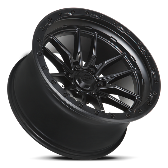 KRAWLER-22188MB - Lock Krawler 22X10 8X180 -18mm Matte Black With Matte Black Ring - Lock Wheels Canada