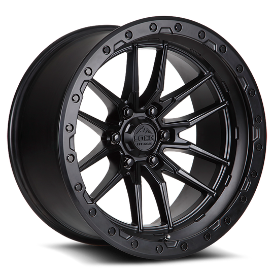 KRAWLER-2186MB - Lock Krawler 20X10 8X165.1 -18mm Matte Black With Matte Black Ring - Lock Wheels Canada
