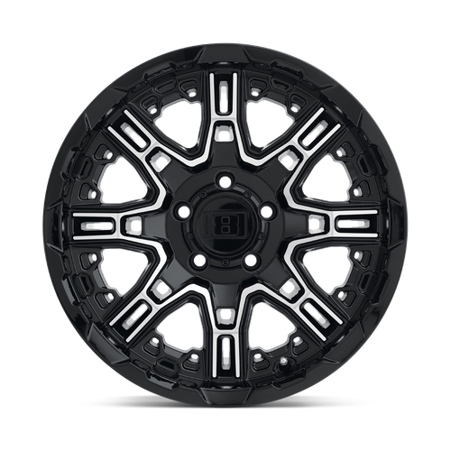 1890LST106132B74 - Level 8 Slingshot 18X9 6X132  10mm Gloss Black W/ Machined Face - Level 8 Wheels Canada
