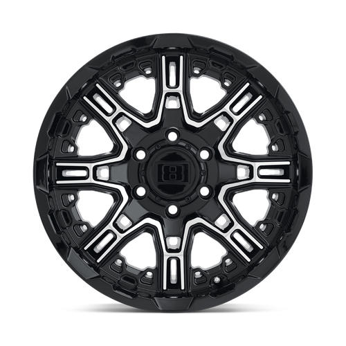 1785LST106120B67X - Level 8 Slingshot 17X8.5 6X120  10mm Gloss Black W/ Machined Face Big X Factor - Level 8 Wheels Canada