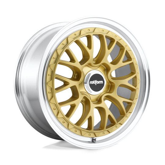 R1561885F8+45 - Rotiform R156 LSR 18X8.5 5X112  45mm Matte Gold Machined - Rotiform Wheels Canada