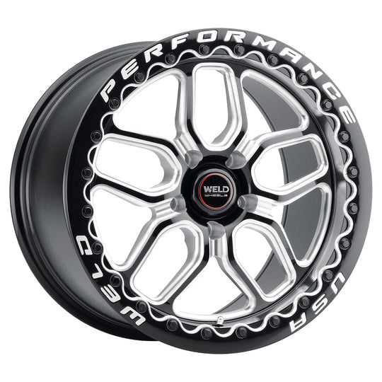 S90780067P50 - WELD Street Performance Laguna Beadlock 18X10 5X114.3 +50mm Gloss Black Milled & Diamond Lip - WELD Street Performance Wheels Canada
