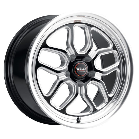 S15282022P52 - WELD Street Performance Laguna Drag 18X12 5X120 +52mm Gloss Black Milled & Diamond Lip - WELD Street Performance Wheels Canada