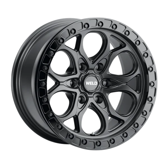 W90179084500 - Weld Off-Road Ledge 6 Beadloc 17X9 6X139.7 ET 0mm Satin Black - Weld Off-Road Wheels Canada