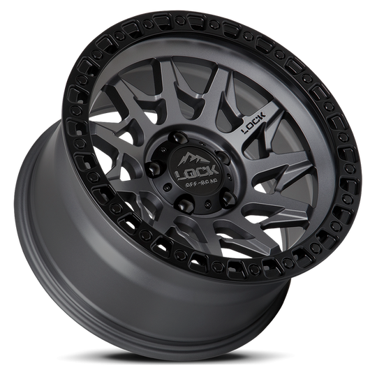 LUNATIC-7963MGMBR - Lock Offroad Lunatic 17X9 6X135 ET 1mm Matte Grey With Black Ring - Lock Offroad Wheels Canada