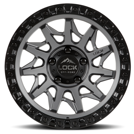 LUNATIC-8957MGMBR1 - Lock Lunatic 18X9 5X127 1mm Matte Grey With Matte Black Ring - Lock Wheels Canada