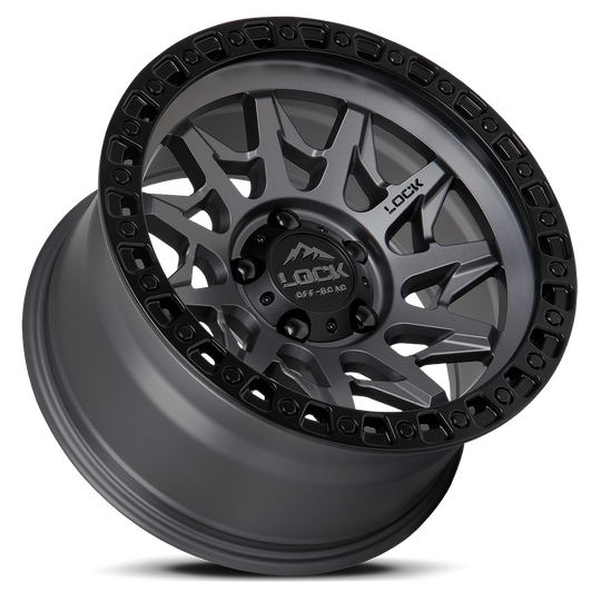 LUNATIC-8957MGMBR1 - Lock Lunatic 18X9 5X127 1mm Matte Grey With Matte Black Ring - Lock Wheels Canada