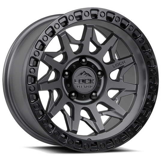 LUNATIC-8957MGMBR1 - Lock Lunatic 18X9 5X127 1mm Matte Grey With Matte Black Ring - Lock Wheels Canada