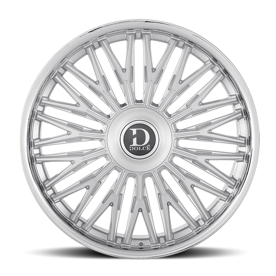 LUSSO-241000GSBF - Dolce Luxury Lusso 24X10 Blank ET 35mm Gloss Sliver Brush Face Stainless Lip - Dolce Luxury Wheels Canada