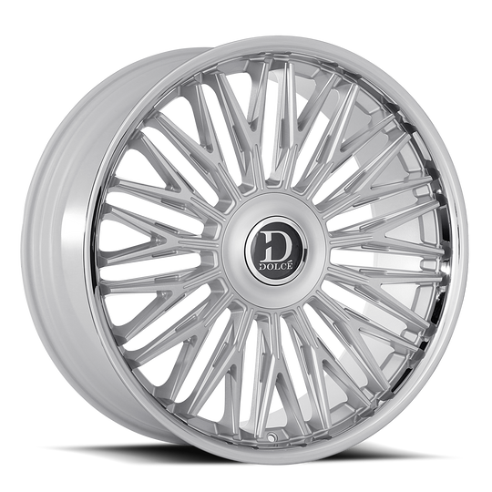 LUSSO-229536GSBF18 - Dolce Luxury Lusso 22X9.5 6X135 / 6X139.7 ET 18mm Gloss Sliver Brush Face Stainless Lip - Dolce Luxury Wheels Canada