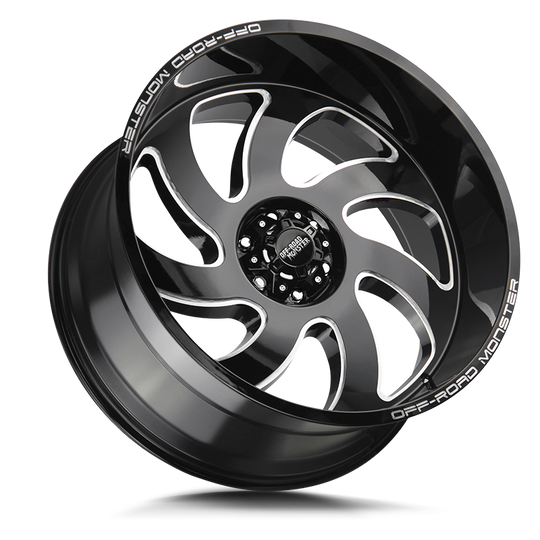 M070527N19GBML - Off Road Monster M07 M07 20X10 5X127 -19mm Gloss Black Milled - Off Road Monster Wheels Canada
