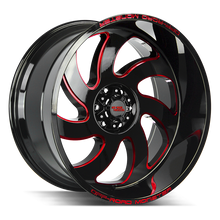 Load image into Gallery viewer, M070635N19GBMLR - Off Road Monster M07 M07 20X10 6X135 -19mm Gloss Black Candy Red Milled - Off Road Monster Wheels Canada