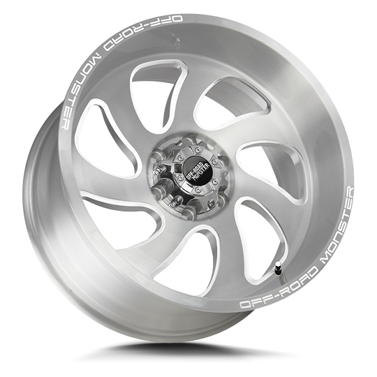 M070527N19BFS - Off Road Monster M07 M07 20X10 5X127 -19mm Brushed Face Silver - Off Road Monster Wheels Canada