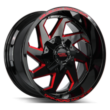 Charger l'image dans la galerie, M090607N12GBMLR - Off Road Monster M09 20X10 6X139.7 / 6X135 -12mm Black &amp; Red - Off Road Monster Wheels Canada