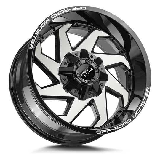 M090000N12GBM - Off Road Monster M09 M09 20X10 BLANK -12mm Gloss Black Machined - Off Road Monster Wheels Canada