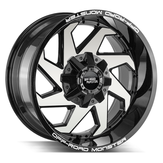 M090000N12GBM - Off Road Monster M09 M09 20X10 BLANK -12mm Gloss Black Machined - Off Road Monster Wheels Canada