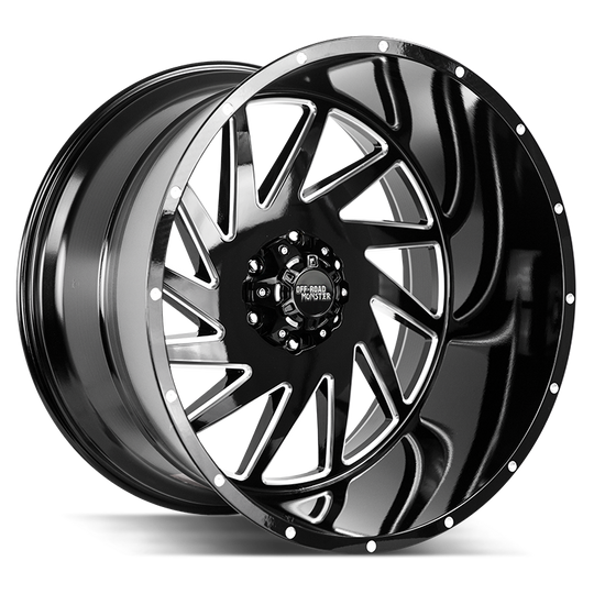 M12014607N76GB - Off Road Monster M12 20X14 6X135 / 6X139.7 -76mm Gloss Black - Off Road Monster Wheels Canada