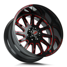 Load image into Gallery viewer, M17752700GBMLR - Off Road Monster M17 M17 17X9 5x127 0mm Gloss Black Candy Red Milled - Off Road Monster Wheels Canada