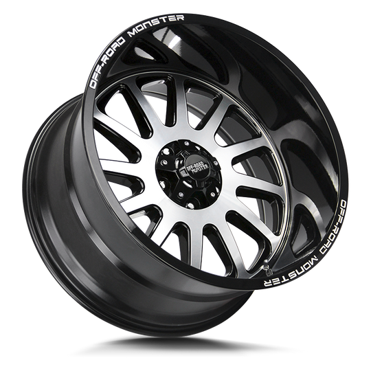 M17752700GBM - Off Road Monster M17 M17 17X9 5x127 0mm Gloss Black Machined - Off Road Monster Wheels Canada