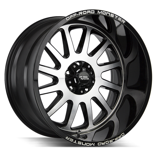 M17763900GBM - Off Road Monster M17 M17 17X9 6x139.7 0mm Gloss Black Machined - Off Road Monster Wheels Canada