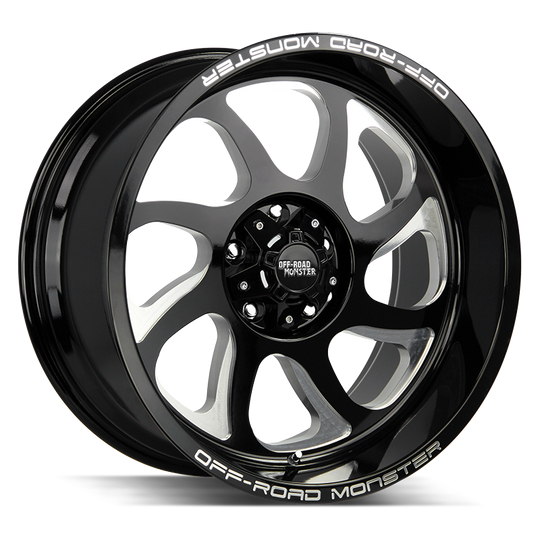 M220639N19GBML - Off Road Monster M22 M22 20X10 6X139.7 -19mm Gloss Black Milled - Off Road Monster Wheels Canada