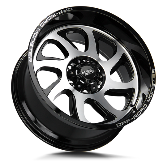 M220639N19GBM - Off Road Monster M22 M22 20X10 6X139.7 -19mm Gloss Black Machined - Off Road Monster Wheels Canada