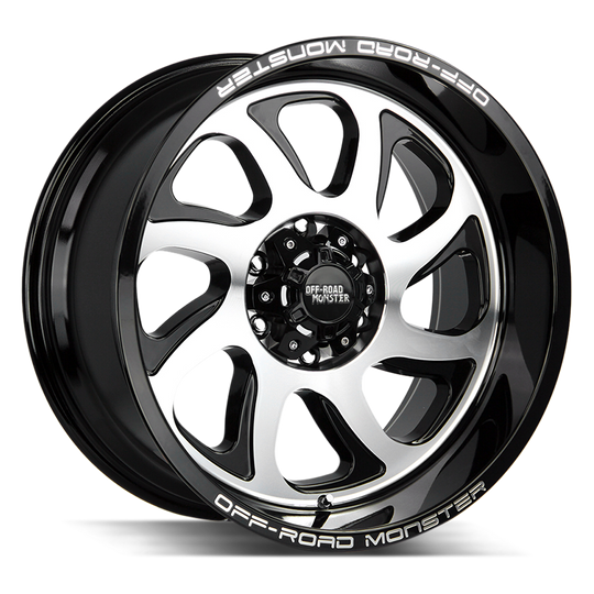 M22212639N44GBM - Off Road Monster M22 M22 22X12 6X139.7 -44mm Gloss Black Machined - Off Road Monster Wheels Canada