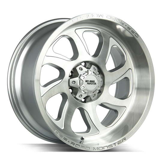 M220865N19BFS - Off Road Monster M22 M22 20X10 8X165.1 -19mm Brushed Face Silver - Off Road Monster Wheels Canada