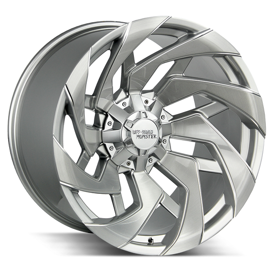 M24212607N44BFS - Off Road Monster M24 22X12 6X135 / 6X139.7 -44mm Silver - Off Road Monster Wheels Canada