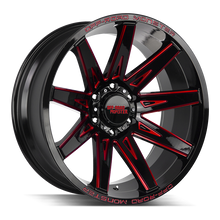 Load image into Gallery viewer, M250000N19GBMLR - Off Road Monster M25 M25 20X10 BLANK -19mm Gloss Black Candy Red Milled - Off Road Monster Wheels Canada