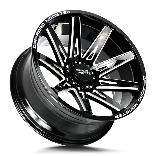 M250000N19GBML - Off Road Monster M25 M25 20X10 BLANK -19mm Gloss Black Milled - Off Road Monster Wheels Canada