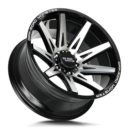 M250000N19GBM - Off Road Monster M25 M25 20X10 BLANK -19mm Gloss Black Machined - Off Road Monster Wheels Canada