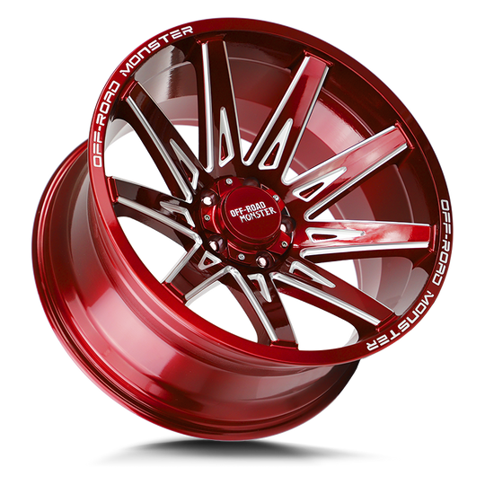M250000N19RML - Off Road Monster M25 M25 20X10 BLANK -19mm Candy Red Milled - Off Road Monster Wheels Canada