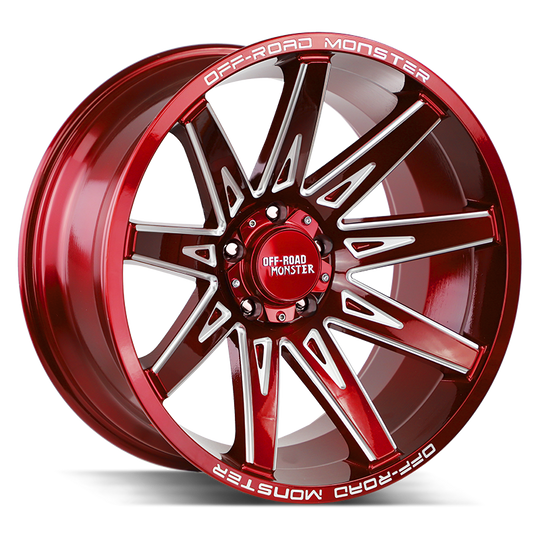 M250000N19RML - Off Road Monster M25 M25 20X10 BLANK -19mm Candy Red Milled - Off Road Monster Wheels Canada